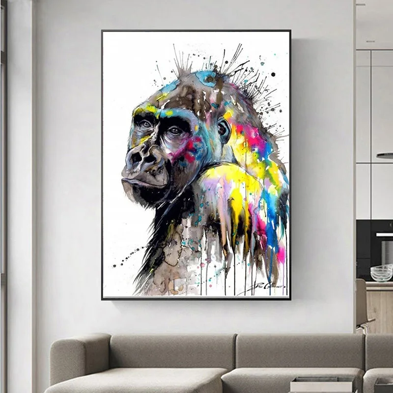 Gorilla Abstract Stretched Canvas Print Framed Wall Art Home Decor Painting DIY 
