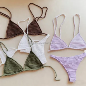 Professional Custom High Quality Brazilian Bikini Texture Fabric  Private Label Sexy Swim Suit Swimwear for Young Girls Women