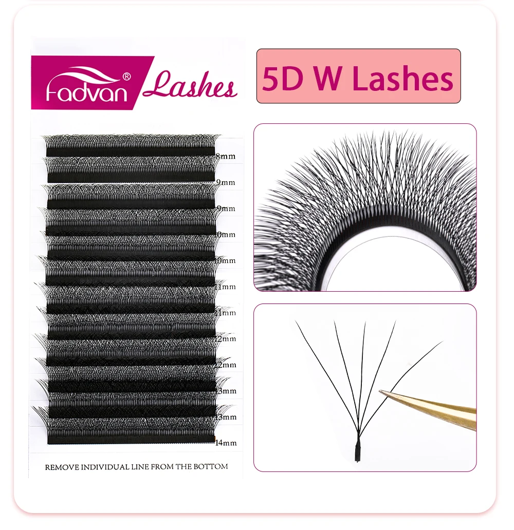 Fadvan Wholesale Customization Yy W Shape Lash Extension Mesh Cilios Hand Woven Clover 05 07 C D