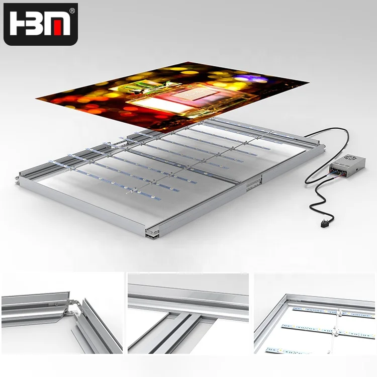 Тонкий световой короб со светодиодной подсветкой Светодиодная доска с по краям безрамный алюминиевый из