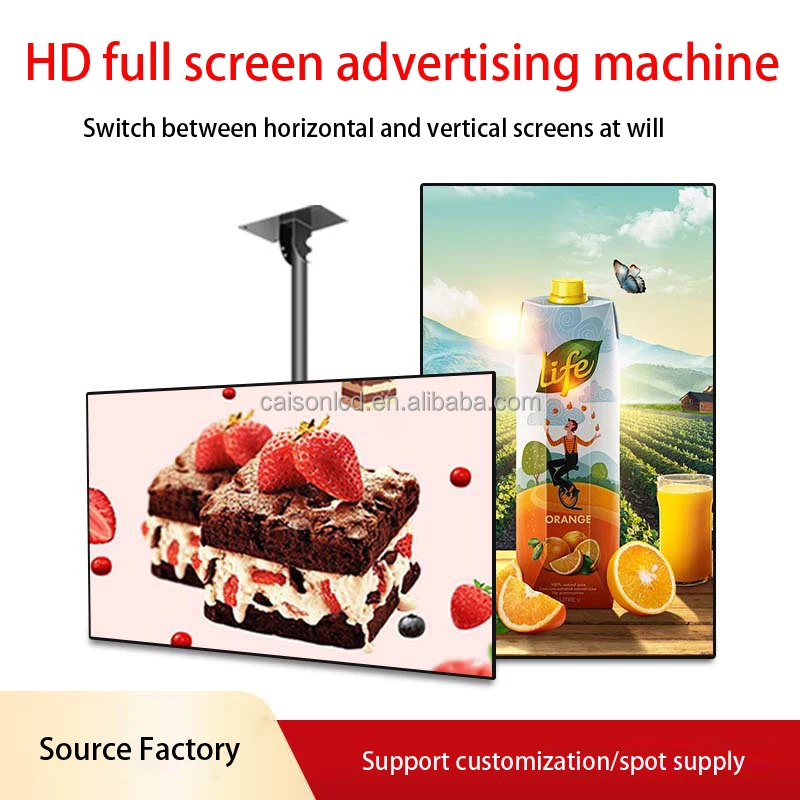 32 inch hanging advertising machine support 4K resolution and Android with 1000-3000 high brightness digital signage and display supplier