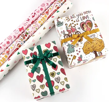 Hot selling Amazon Merry Christmas Wrap Paper sheets packaging roll custom kraft wrapping paper gift packing paper