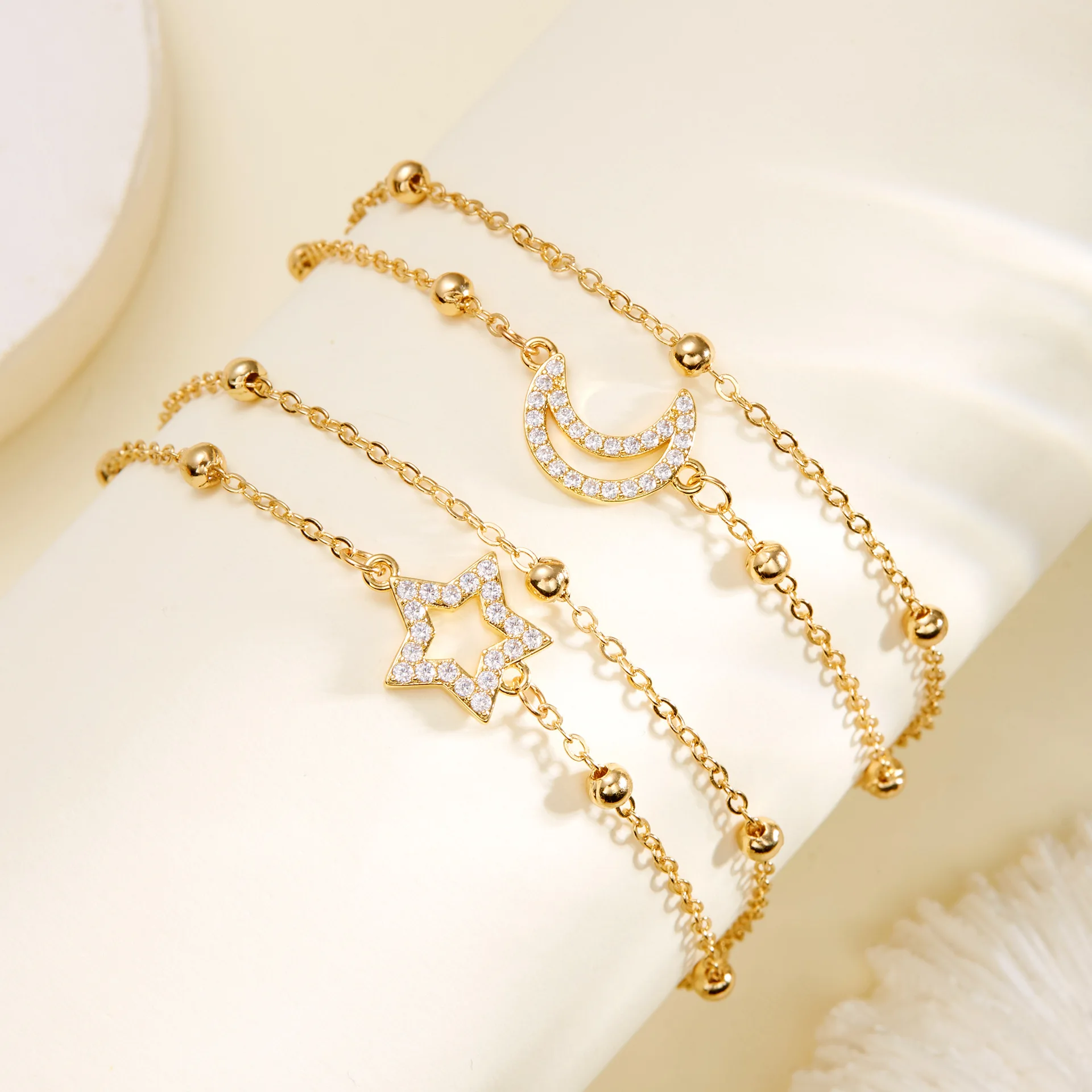 Simple Light Extravagant Rhinestone Star Moon Bracelets for Women Fashion Jewelry Bracelet Necklace Jewelry