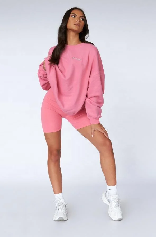 2025 New 100% Cotton Jumper Gym Custom Workout Hoodie Women Crop Top Oversized Crewneck Sweatshirt Women