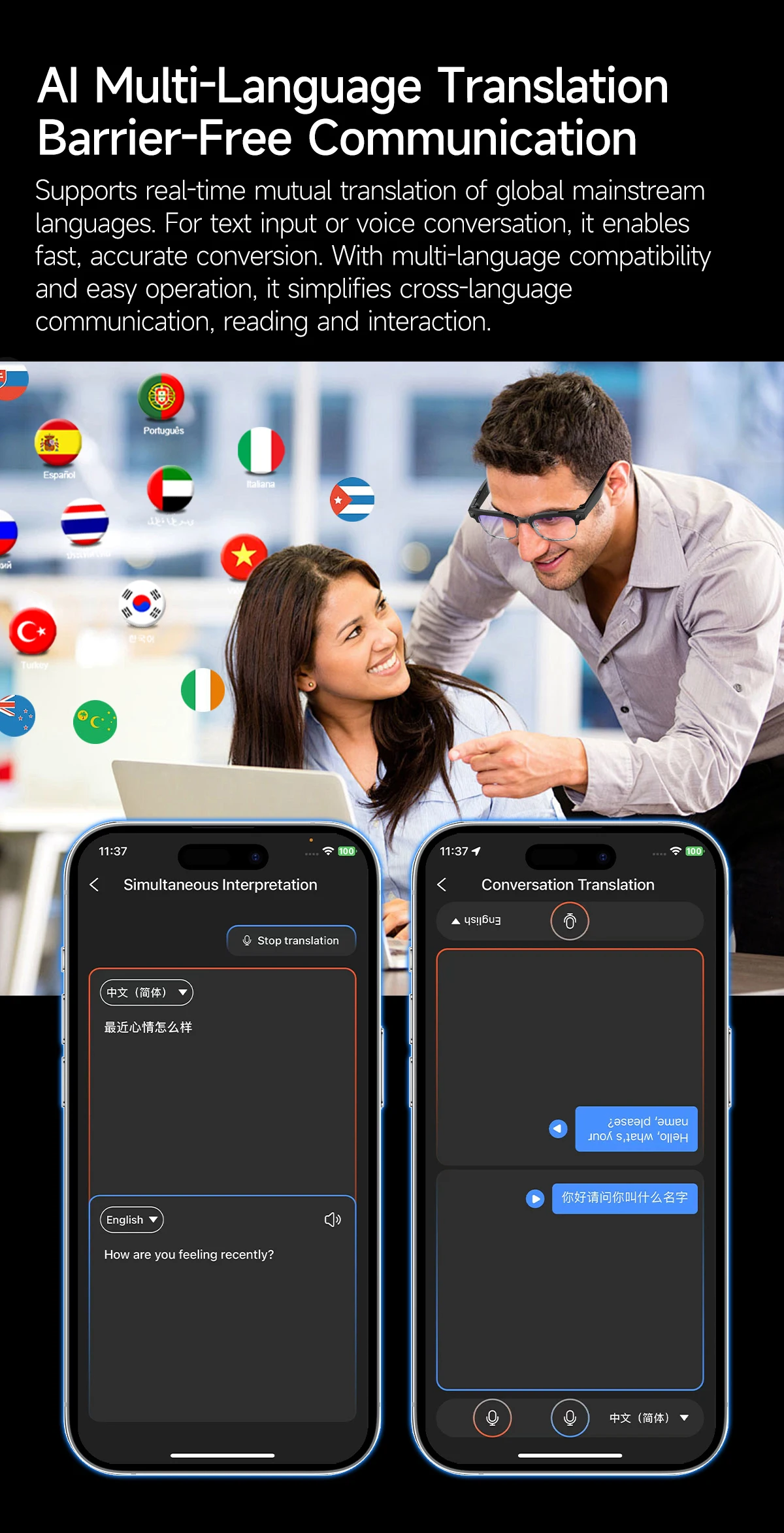 If you are searching for a supplier of a product with perfect quality control and highly competitive prices, which gives you an advantage in expanding your local market, then contact us now!  Competitive suppliers of  W630 AI Smart Translation Glasses Metal Half-Frame Sunglasses 8MP Camera Video Recording Wi-Fi Transfer Smart Wearable Headset