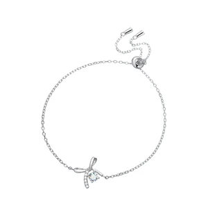 Luxury Fine Adjustable Women Bracelet Sterling Silver S925 Moissanite Bracelet Bowknot Jewelry Wholesale Customize