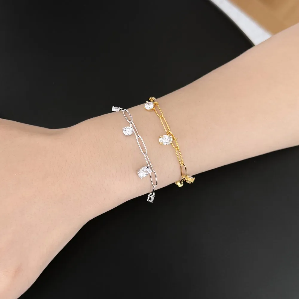 KAKODIY 925 Sterling Silver Five Pendant Adjustable Bracelet Charm Bracelet Women Fashion Simple 5A Zirconia Bracelet detail 2
