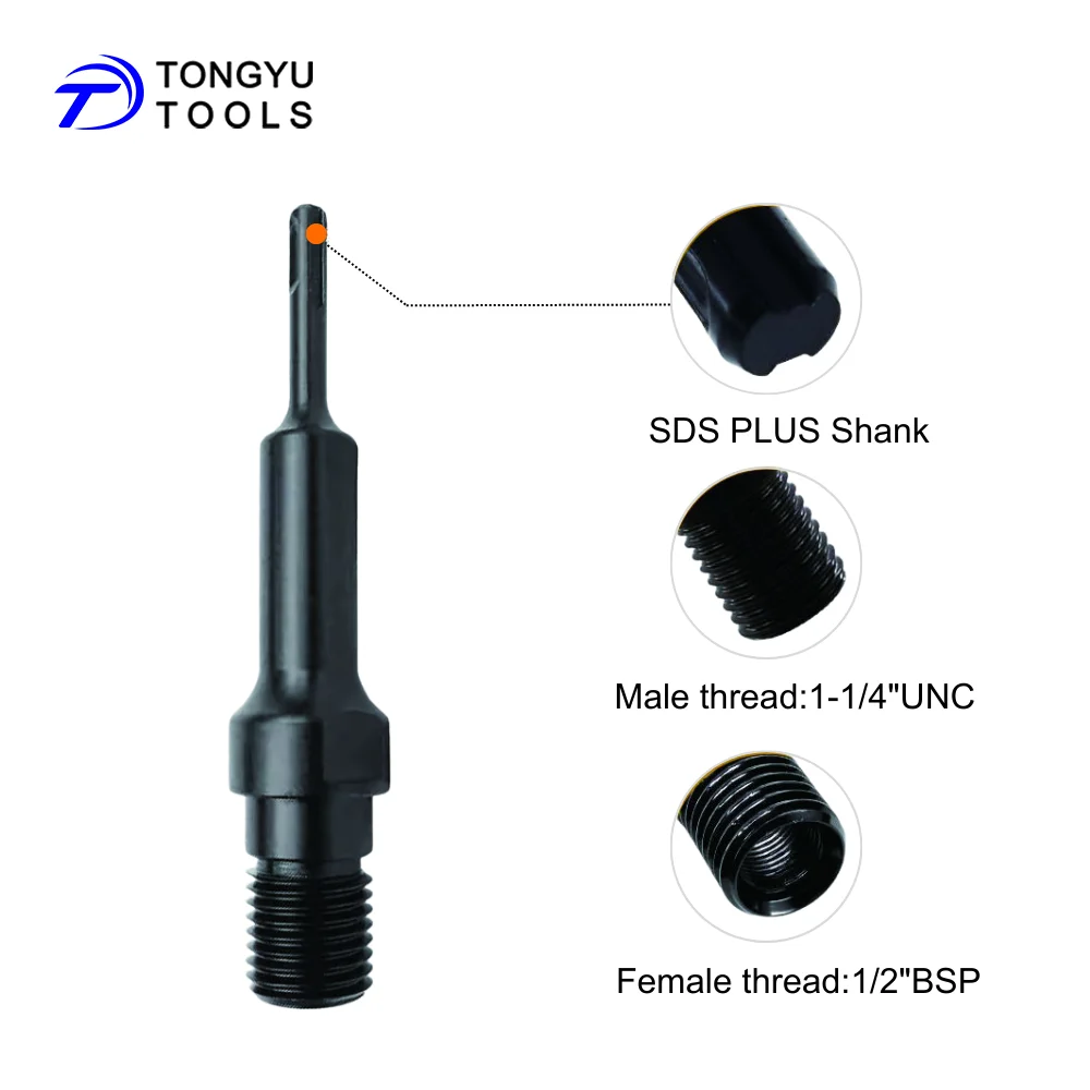 SDS Max Shank to 1-1/4 UNC Male Diamond Core Drill Bit Adapter