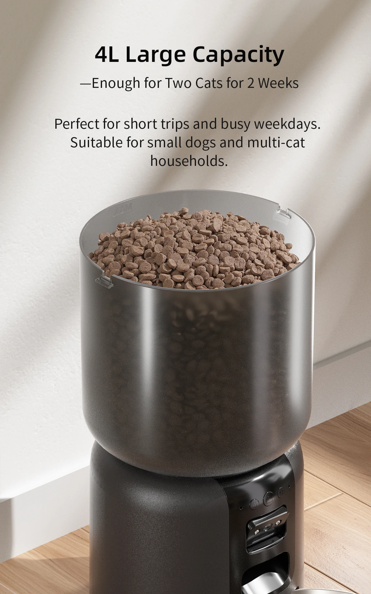 Voice recording playback mealtime comfort separation anxiety pet feeder