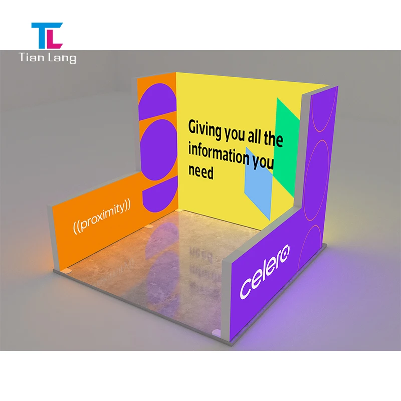 TianLang Hybrid Anpassbar Bogenförmiges Stoff-Lichtkasten-Display Booth-Ideen für Messen