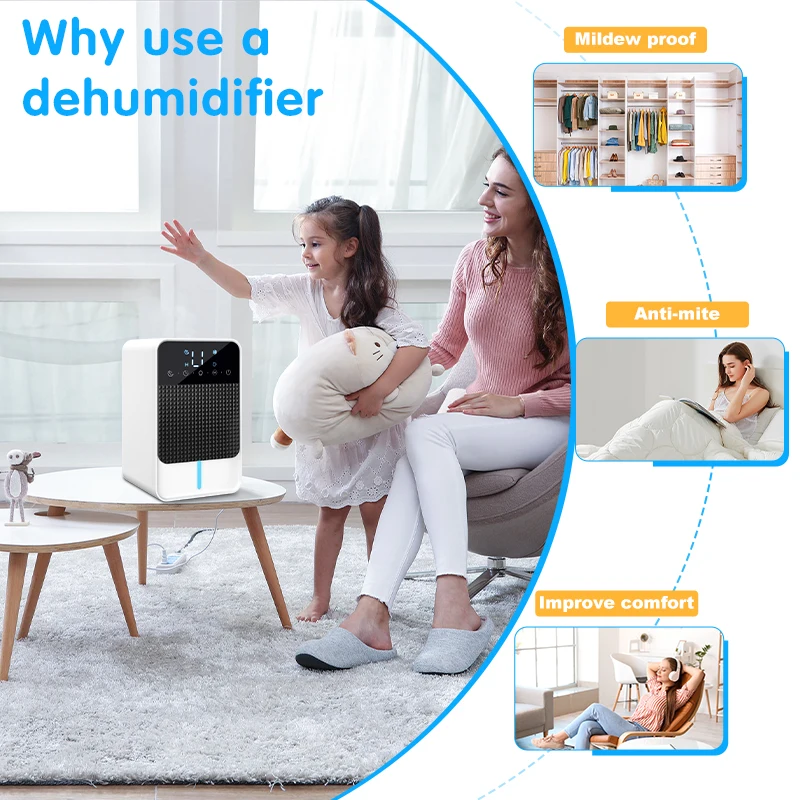 OEM Dehumidifier Mini Smart 1200ml Dehumidifier With air Purifier Home