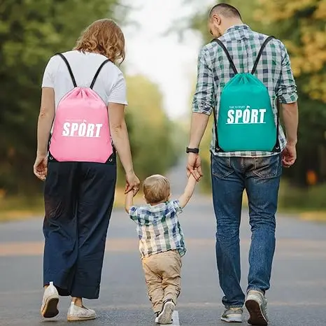 Large Capacity Reusable Drawstring Backpack with Custom Logo Heavy Duty Gym Sports Travel Bag for Swimming Beach Use factory