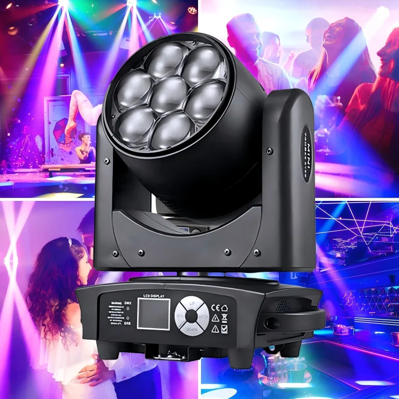 Mini Bee Eye 7X40W LED Moving Head Wash Zoom Beam Lights RGBW 4in1