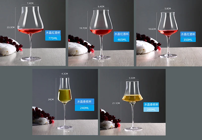 Burgundy Hand Blown Drinkware Fine logo Personalized ultra Thin Fancy Custom Glass Luxury bar Crystal champagne Wine Glasses