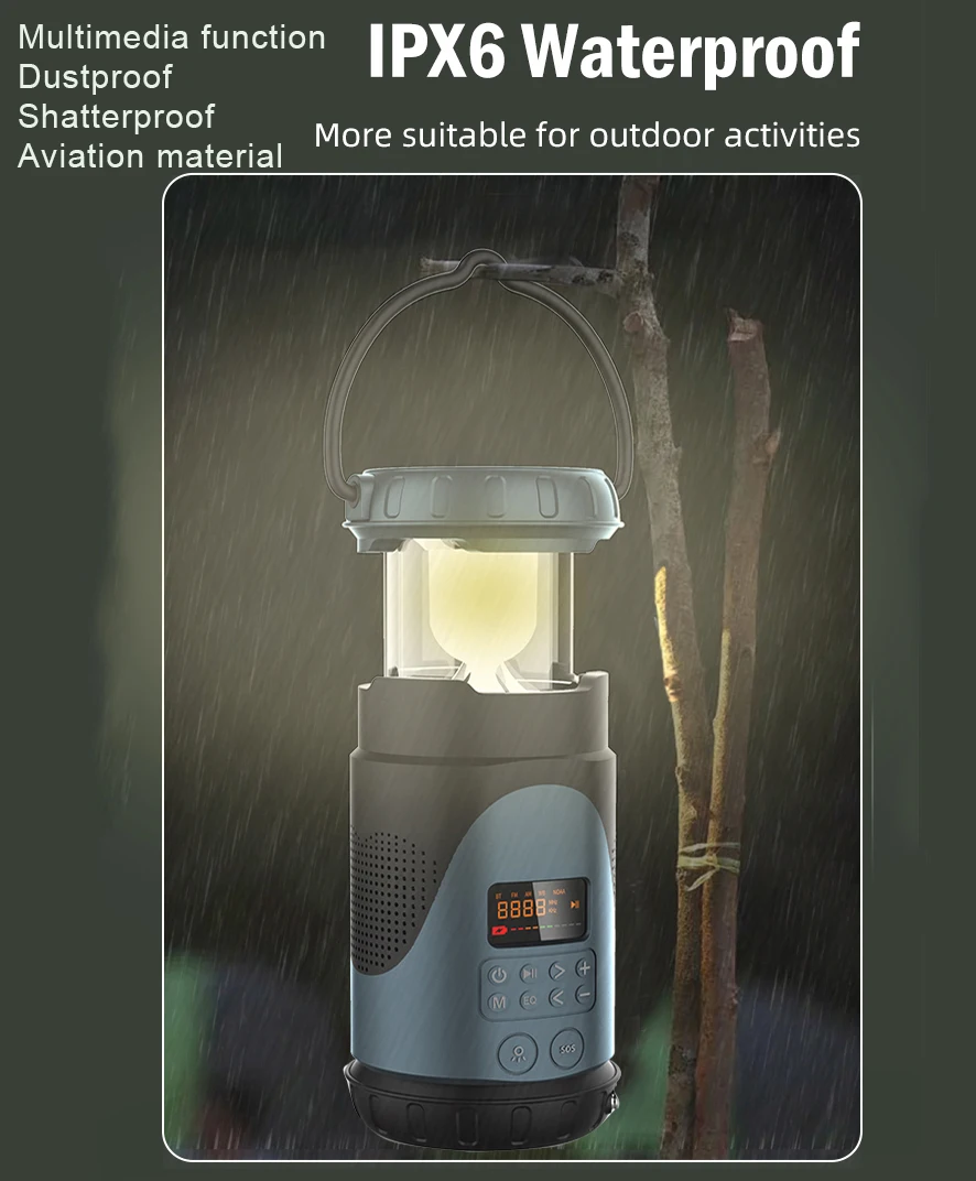 Multimedia Work Light Audio Spotlight Subwoofer Heavy Duty Speakers Radio Camping Lantern 10 Inch Down Light Speaker