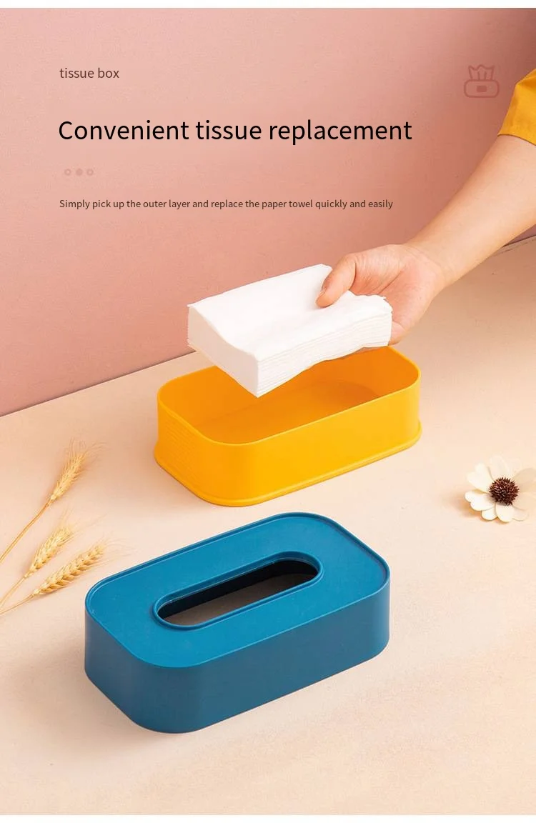 Living room simple tissue box Home restaurant Nordic type paper box plastic desktop living room large creative paper box details