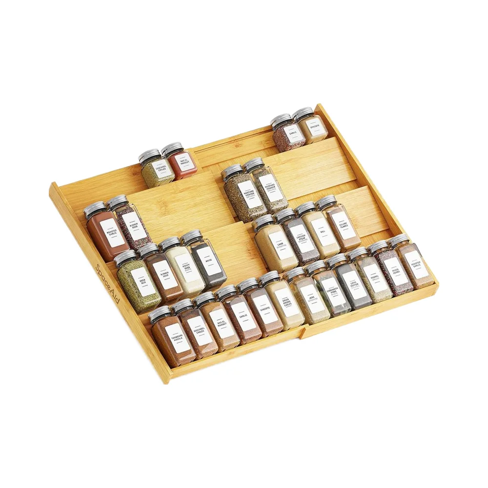 4-Tier Expandable Bamboo Spice Drawer Organizer 12\