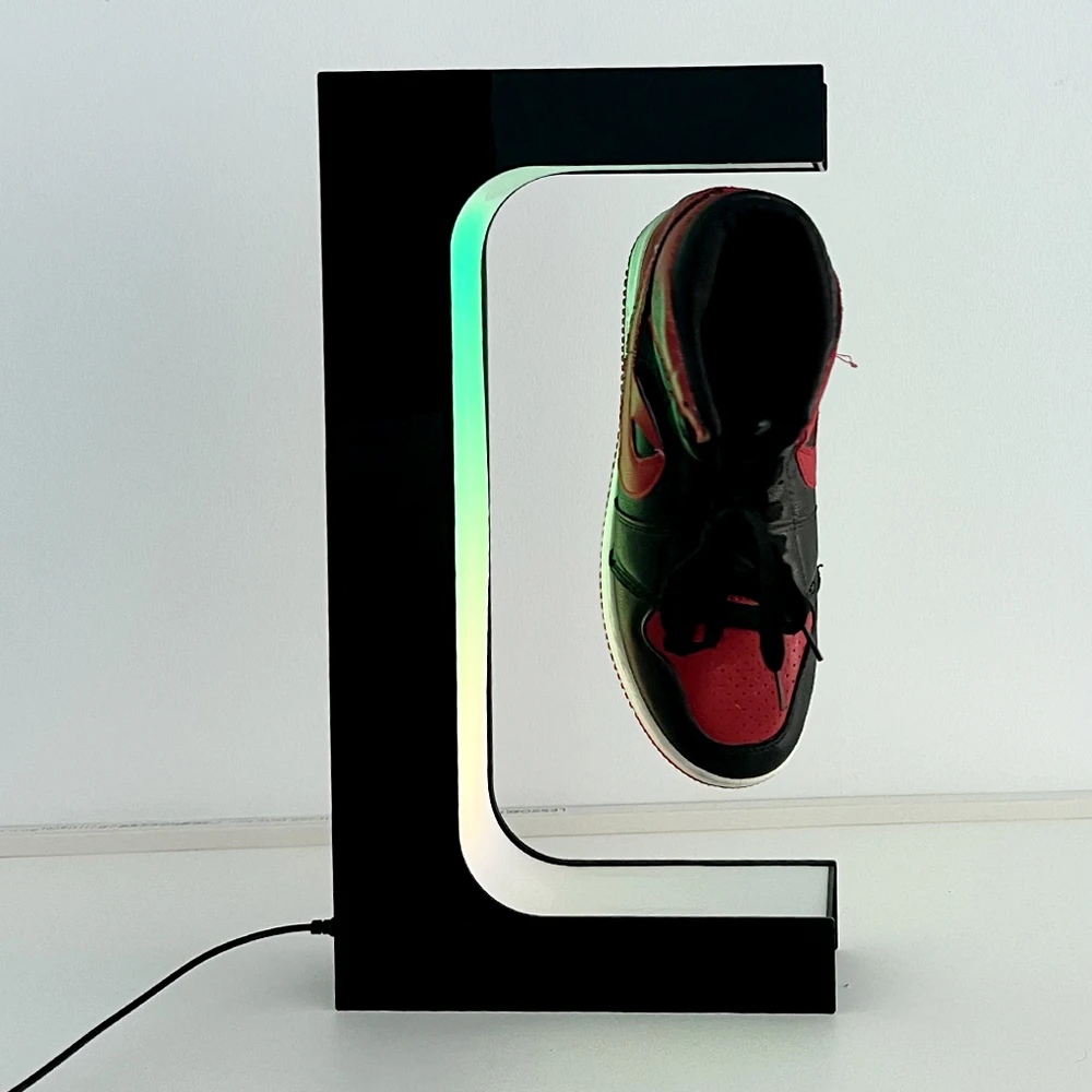 Magnetic Levitating Floating Shoe Display with RGB Lighting and Remote Control