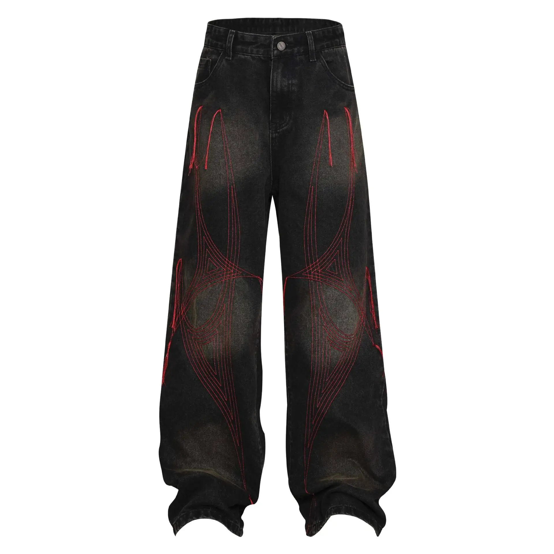 Wholesale Custom Strip Lines Design Men's Jeans 500GSM Cotton