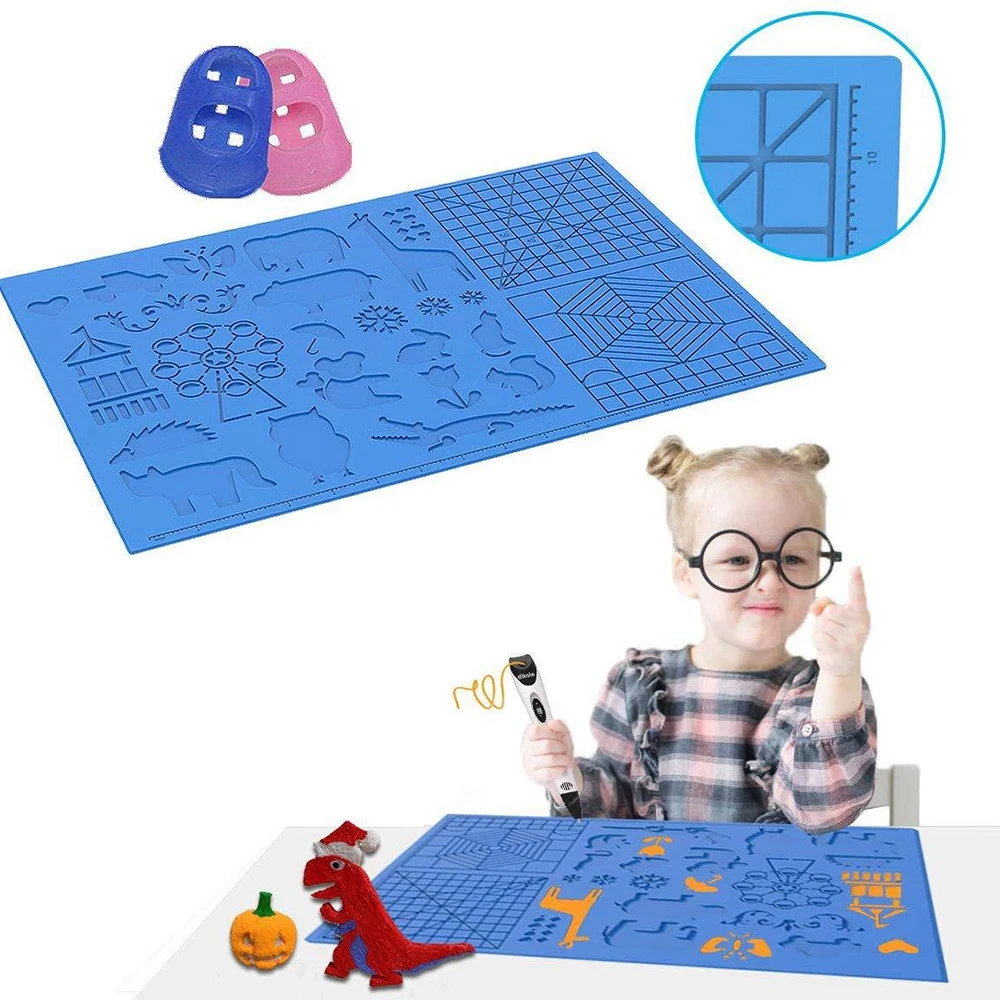 3D Printing Pen Silicone Design Mat With 2 Finger Protectors Template  Drawing Tools Silicone Pad Drawing Tools for Kids Adults - AliExpress