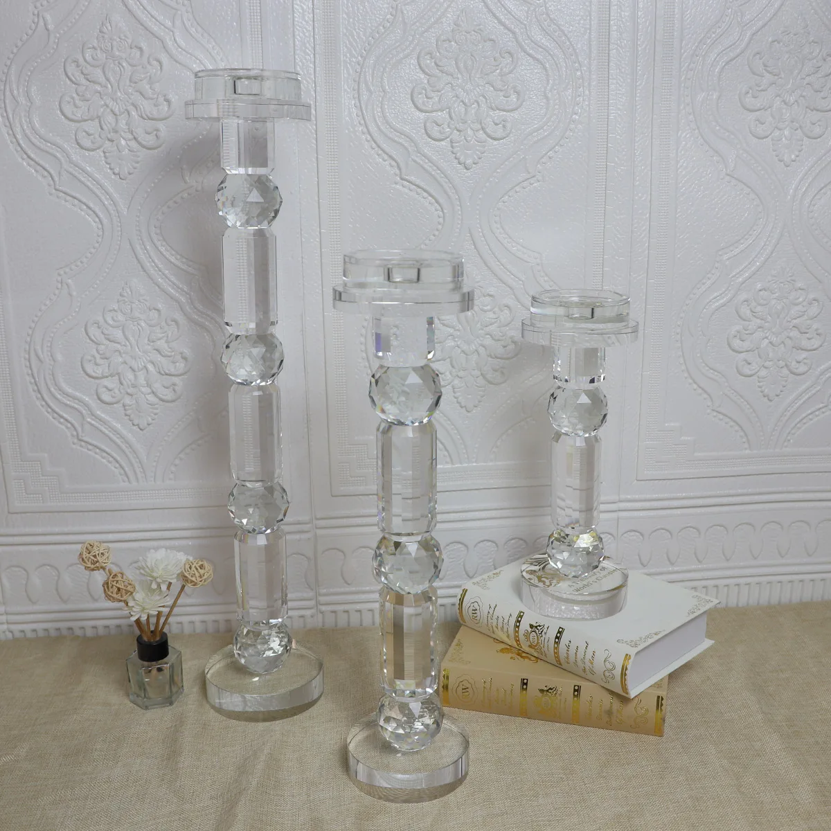 Wholesale glass material votive crystal candle holders lanterns and candle jars centerpiece manufacture