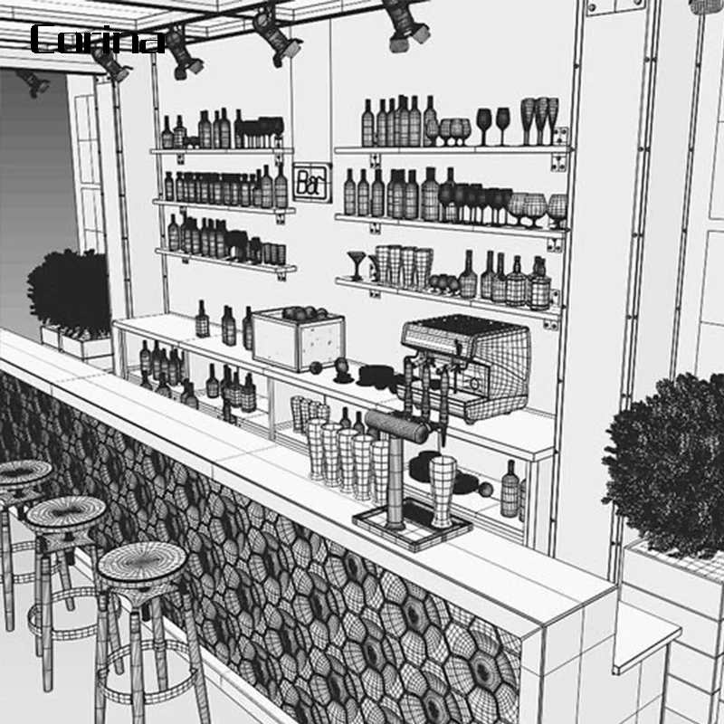 Display Cabinets Bar Counter Ready Made Fancy LED White Marble Top Modern Restaurant Bar Counter