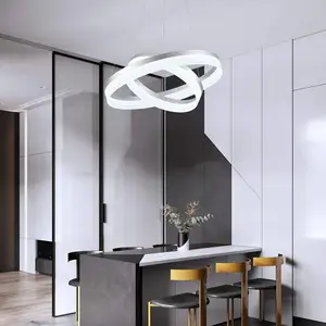 Simple Decorative Indoor Bedroom Pendant Light Living Room Circle Ring LED Chandeliers