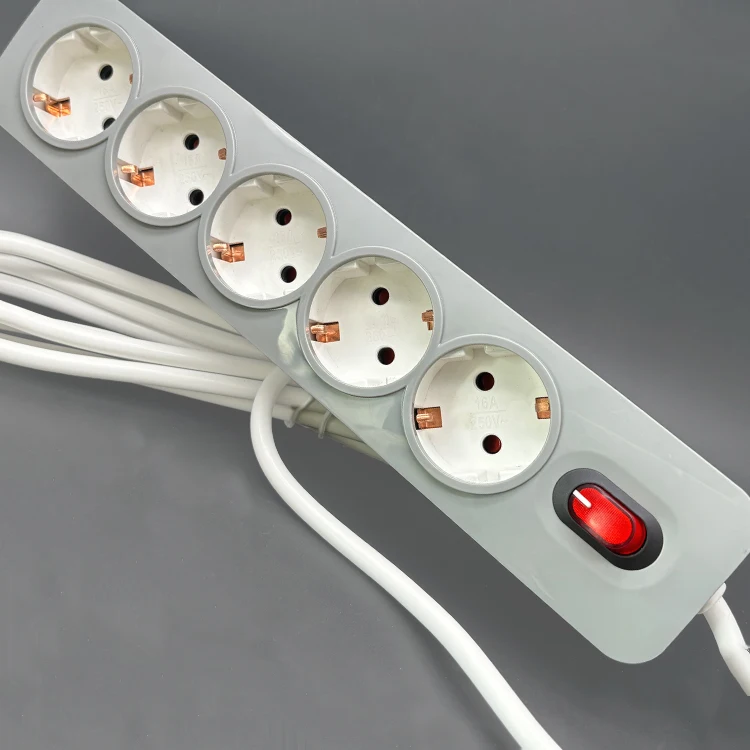 VNX 16A European UK Standard Triple Outlet Power Strip Industrial High Safety Plastic EU Plug Adapter Extension Socketfor Home