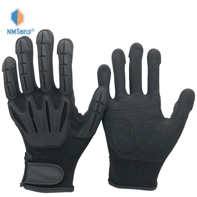 NMSHIELD Sandy Nitrile Anti-Cutting Anti-Impact Mechanic Gloves Steel Fiber Liner Finger Texture Customizable ANSI A6 for Work