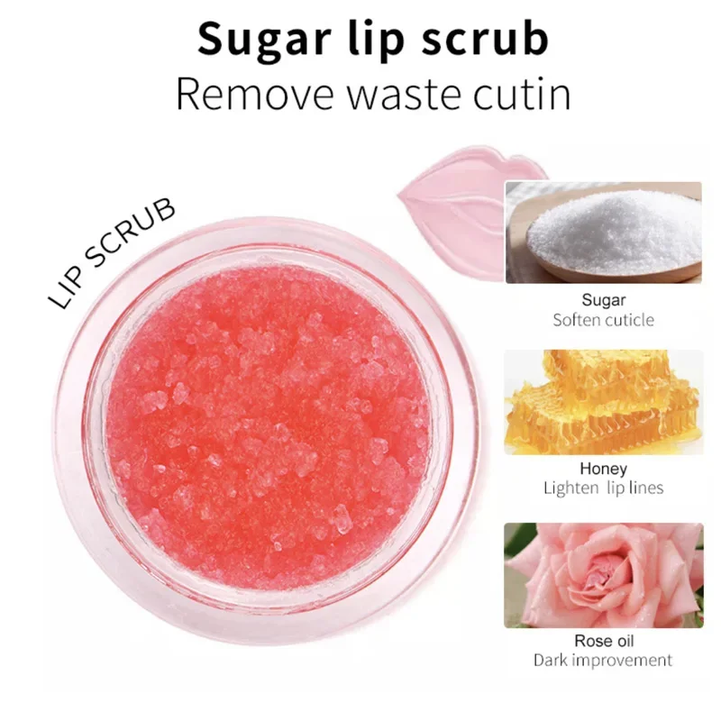 Wholesale Pink 2 In 1 Nourishing Mask Sugar Fruit Lip Balm And Scrub