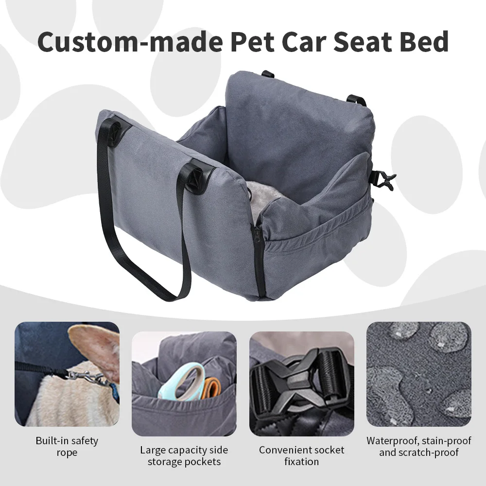 Custom made travel safety portable dog car booster seat bed details