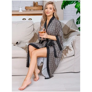 Women's 2 Pieces Luxury Letter Print Cool Ice Silk Pajamas Shorts-sleeved Cardigan Robe Female Casual Home Clothes Night-robe
