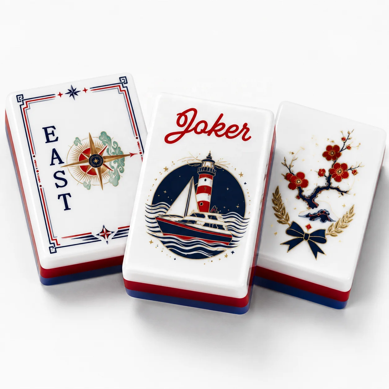 American Luxury Patriotic Independence Day Retro Style Mahjong Tiles Red-White-Blue US Themed Acrylic Mahjong Set Gift