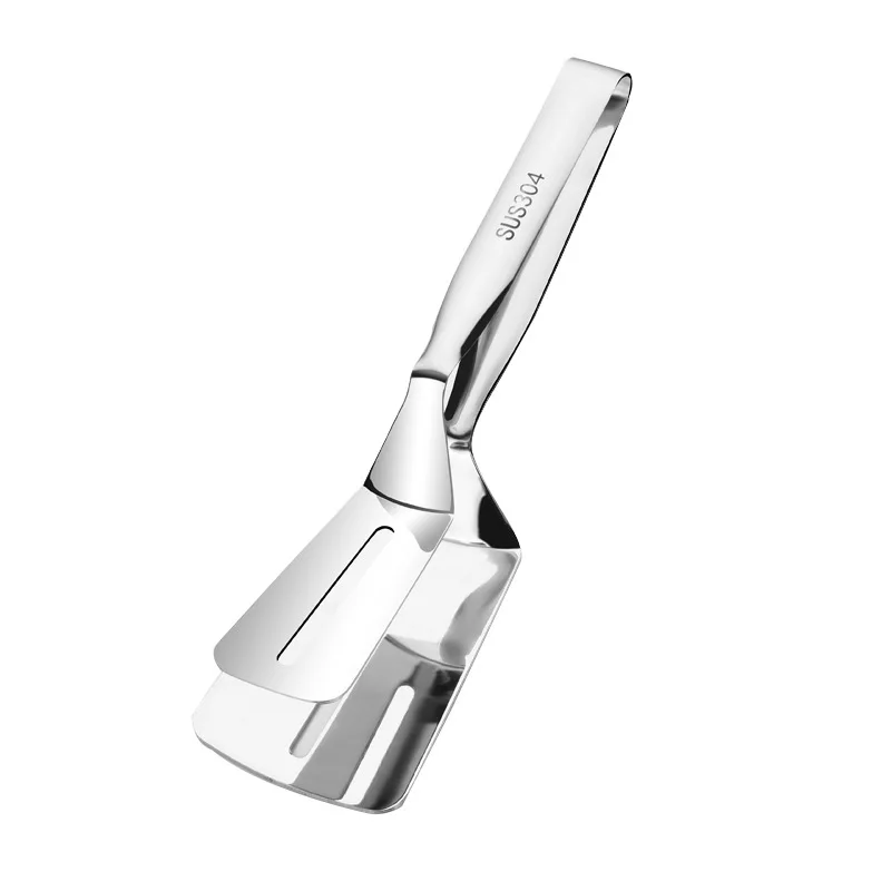 304 Stainless Steel Kitchen Utensils 2-in-1 Spatula for Barbecue Pizza Tongs for Fried Fish Steak Sandwich Hamburger Bread 2pcs