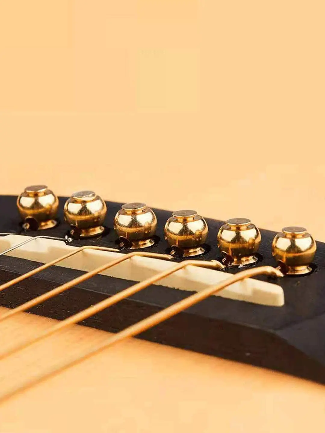 Dilwe 6Pcs Guitar Bridge Pins, Brass Guitar Bridge Pins Pegs Nail With Crystal Glass Dot Decor Music Instrument Parts For Folk Acoustic Guitar (Red