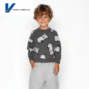 China V-Times Children's O-Neck Sweater 2026 Autumn Boys' & Girls' 100% Cotton Anti-pilling Stylish Tops