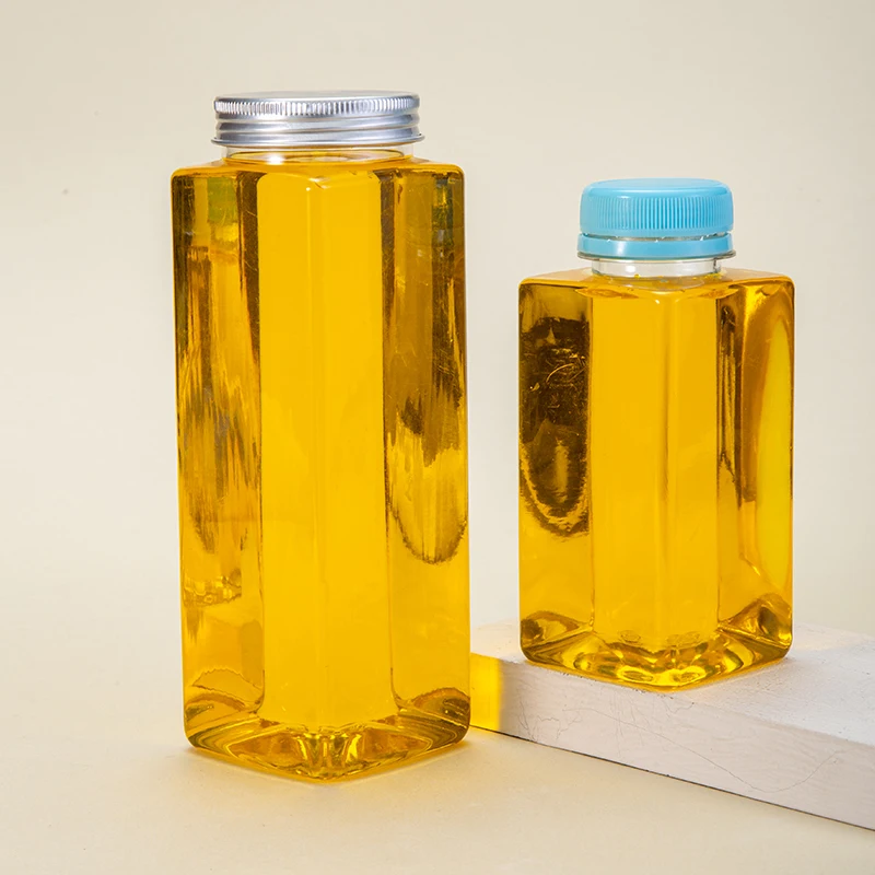 Custom Logo Cylindrical Transparent Design PP 250ml Plastic Bottles 500ml Aluminum Lid Juice Bottles supplier