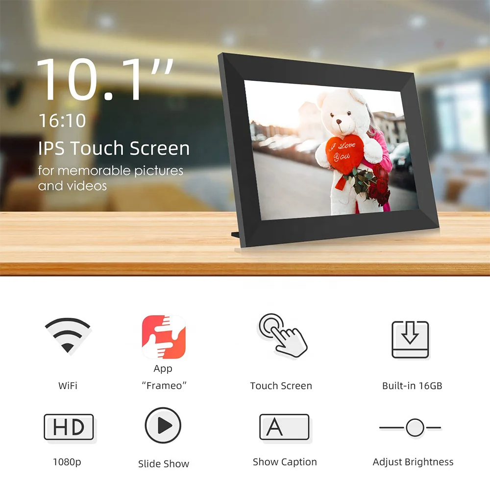 10.1" HD IPS Touch Screen Digital Picture Frame WiFi Sexy Send Picture Video Though Frameo App 16G 32GB