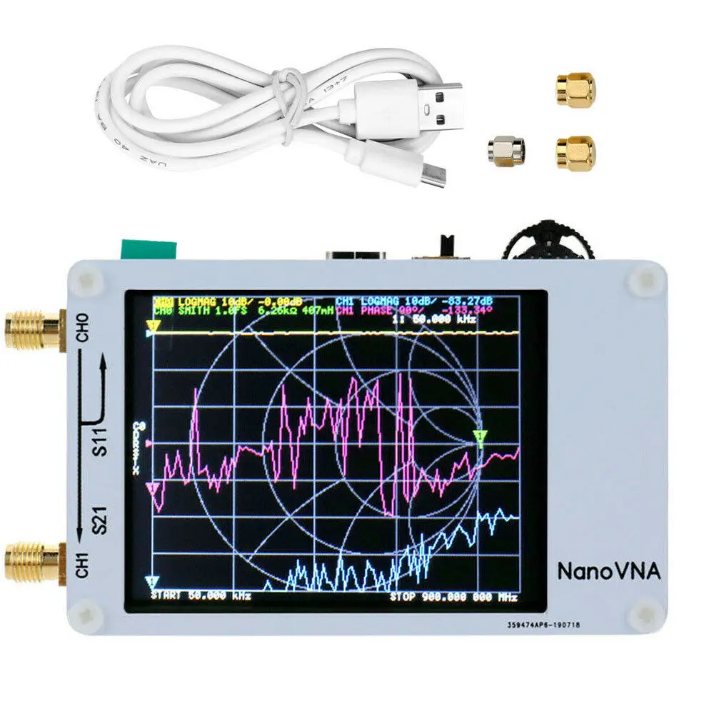 2.8" pulgadas nanovna 50KHz-900MHz Antena de red Vector analizador VNA/uhf/hf/uv/Reino Unido 