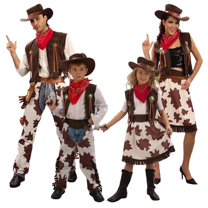 Halloween party cowboy suit for grown-up boy and girl cowgirl cosplay  western dress up carnival suit abbigliamento per bambini - AliExpress