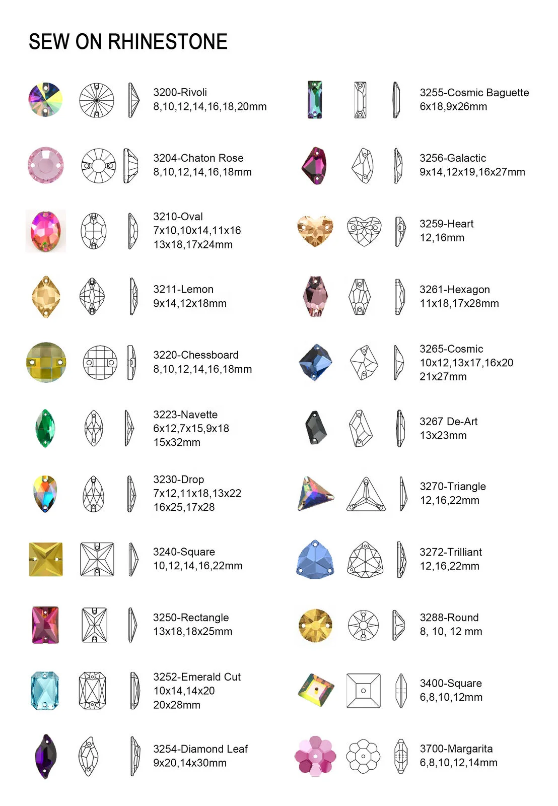 Sew on Crystal Rhinestones Stones Embroidery Beads for Clothes Decoration