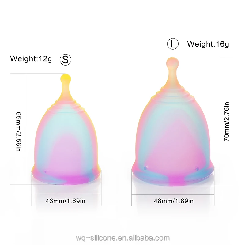 OEM Custom Logo Hot Selling High Quality BPA Free Medical Grade Silicone Women Period Rainbow Reusable Menstrual Cup factory