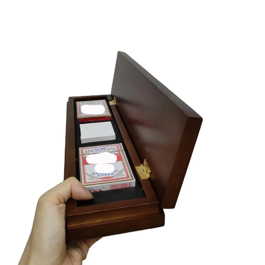 Cribbage Board Game Set with Continuous 3-Track Board & Magnetic Lock Metal Pegs Vinyl Sticker Playing Cards Storage Area