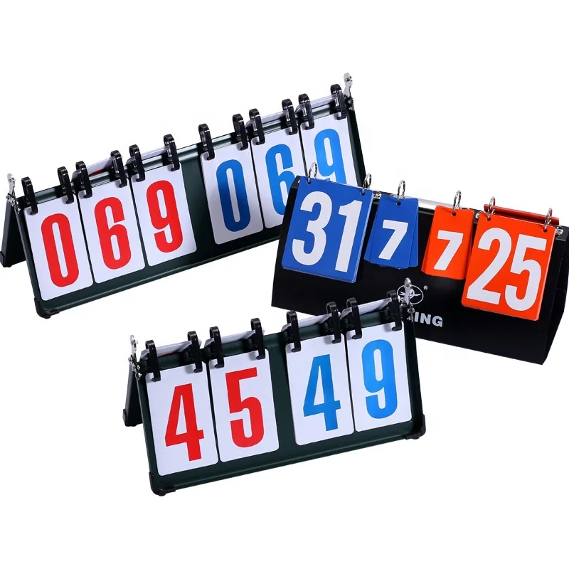 Palme De Tableau De Score 3 Chiffres – Pliable, Plastique, Avec Boucle Métal, Pour Basketball, Football, Badminton