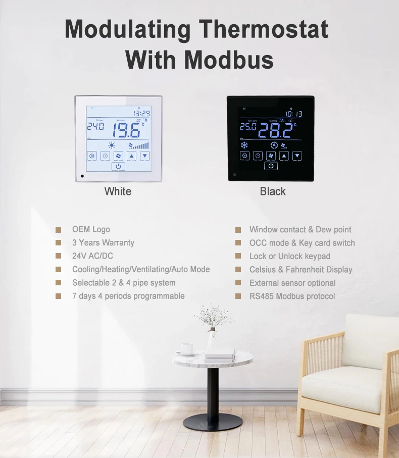 Bandary Fan Air Conditioner Fan Coil Conditioner Modbus Thermostat Temperature Controller manufacture