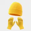 Autumn and winter warm gloves hat suit-[yellow]]
