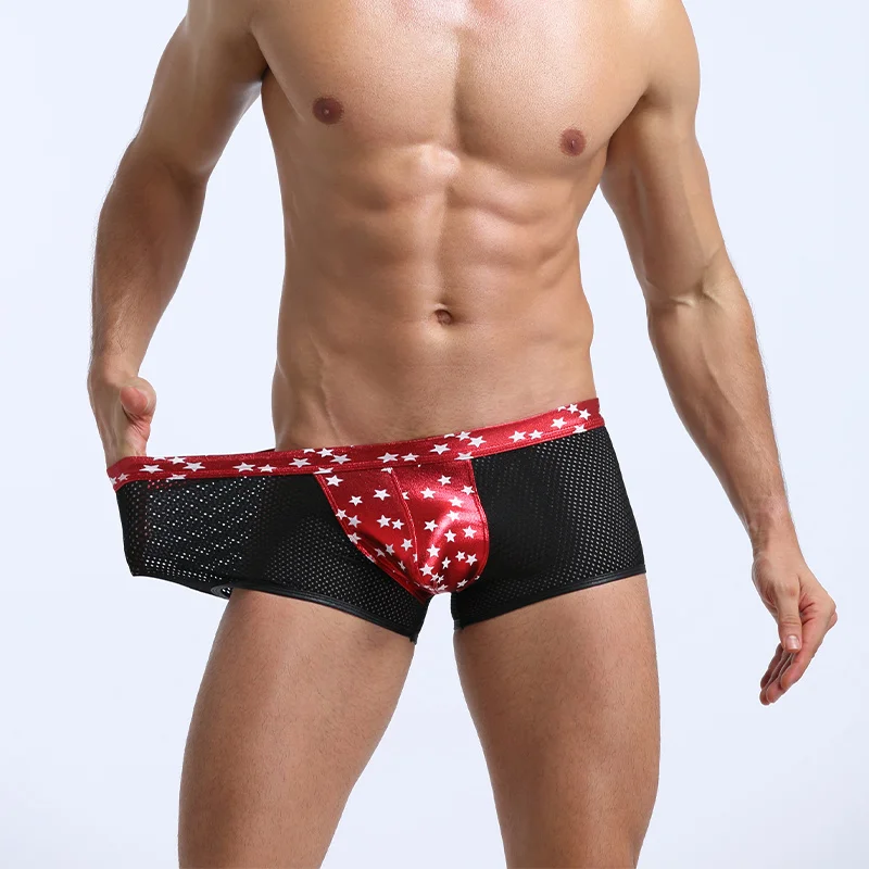 Men Boxers Contrast Colors Stitching Star Fashion Black Man Spice U Shaped Pouch News Underwear Quality Panis Factory Price