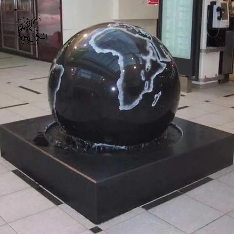 大きな天然黒大理石フローティングボールモダンスタイル庭装飾風水噴水