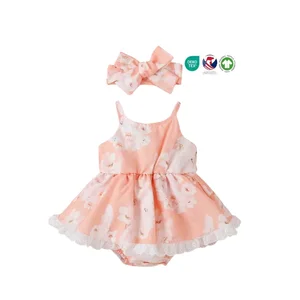 Cotton Floral One-Piece Toddler Romper 2PCS Baby Bodysuits Spring Knitted Playsuits Jumpsuit