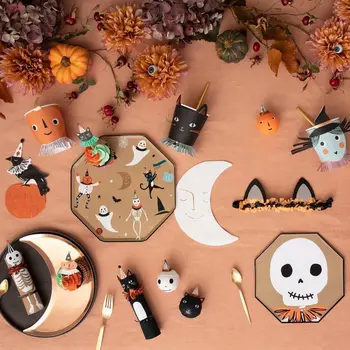 Wholesale custom Halloween Tableware set party supplies paper plates Napkin Happy Halloween kid party decoration supplies pack
